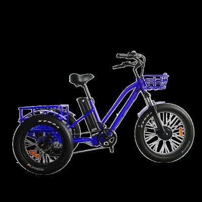 China Aluminum Alloy 48V Fat Tire 3 Wheel Electric Tricycle Cargo Bike for Adult and Older Man for sale