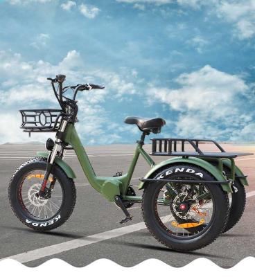 China EEC aluminum alloy tricycle 500W 3 wheel fat tire electric bicycle three wheel electric tricycle for adult passenger for sale