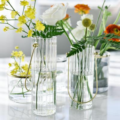 China New Europe Stripe Clear Home Decorative Planting Vase Portable Vase Glass Vase for sale