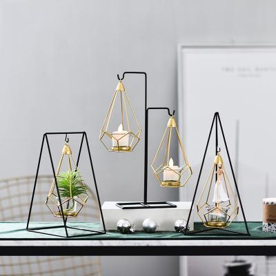 China 100% Nordic Simple Modern Home Metal Living Room Style Hanging Candlesticks Handmade Decoration for sale