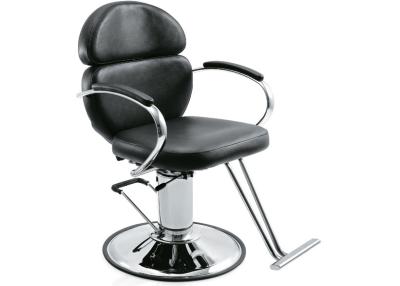 China Modern Style Salon Barber Chair Reclining Backrect With Round Base , Black Color for sale