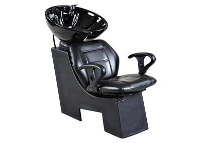 China Black Fiberglass Hair Salon Shampoo Chairs With Stainless Steel Tap And  Drain for sale