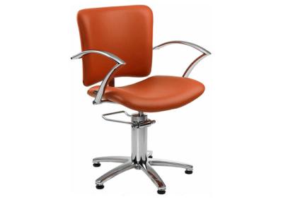 China High End Steel Star Salon Hair Styling Chairs With Metal Hand Rest , Orange Color for sale