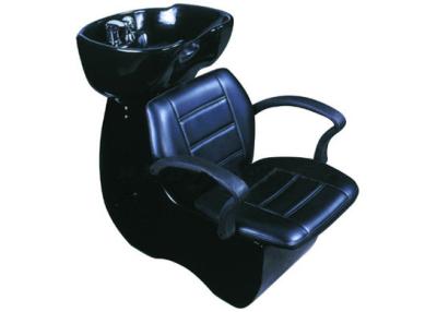 China Black Fiberglass Salon Shampoo Chairs Ceramic Bowl With 24.5 Inch Width for sale