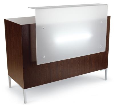 China Modern Salon Reception Desk Chrome Leg Sliding Drawer With Dock , Brown Color for sale