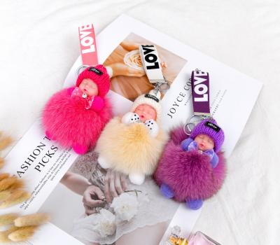 China Lovely Fashionable Sleeping Baby - Pom Pom Key Chain Women Artificial Fur Ball Key Chain Real Fur Pendant Fluffy Key Chains for sale