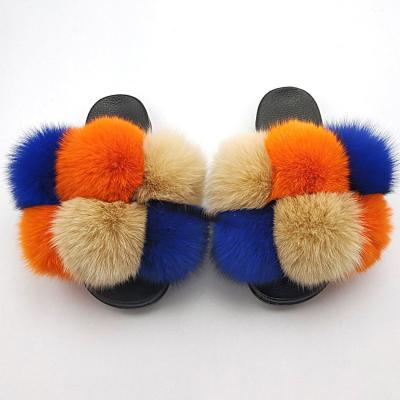 China Fashion Trend Fashion Slippers Luxury Outdoor Sandals Smudge Hairy Leather Slippers Artificial Fur Ladies Fur Slippers for sale