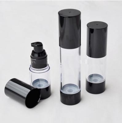 China 15ML/30ML50ML Vacuum Cosmetic Classic Black Airless Pump Bottle Cosmetic Essence Oil Lotion Packing Refillable Bottle for sale