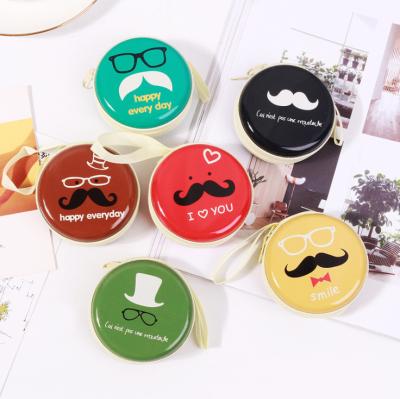 China ENGLAND STYLE Pretty Cool Beard Round Mini Small Purse Zipper Tin Box / Storage Bag Box for sale