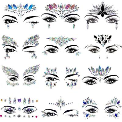 China Temporary Glitter Tattoo Face Jewelery Sticker Temporary Electronic Music Festival Party Face Makeup Tools Acrylic Paste Diamond Sticker for sale