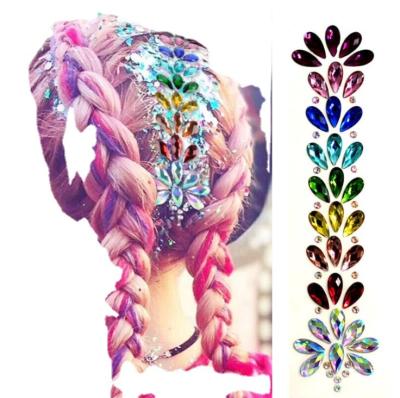 China Temporary 3D Crystal Forehead Headpiece Sticker Hair Jewels Glitter Shiny Temporary Face Body Rhinestone Festival Tattoo Stickers for sale