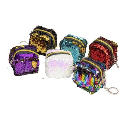 China 6cm*6cm*5cm Fashion Cute Novelty Bling Sequin Zipper Plush Coin Purse Kawaii Cuboid Kids Coin Purse Women Mini Handbag Wallet for sale