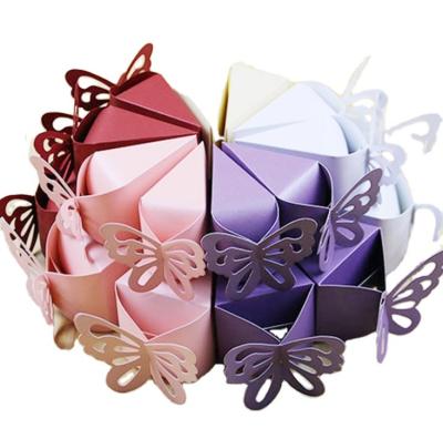 China Recycled Materials Triangle Butterfly Paper Candy Chocolate Gift Box For Wedding Birthday Gift Cake Topper Boxes for sale