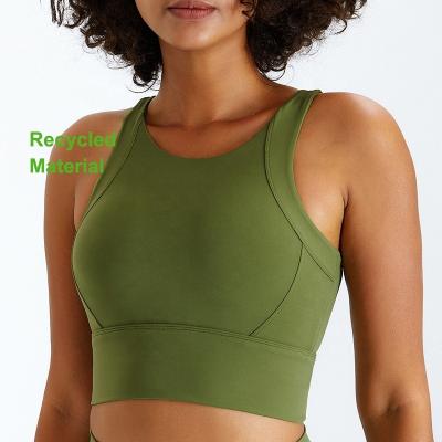 China Breathable Recycled Eco-Friendly Sports Bra Women Workout Ladies Fitness Yoga Active Wear Bra for sale