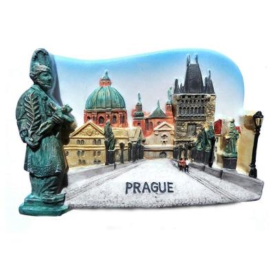 China Shape Amazon Hot Sales Custom Tourist Prague Souvenir 3D Fridge Magnet for sale