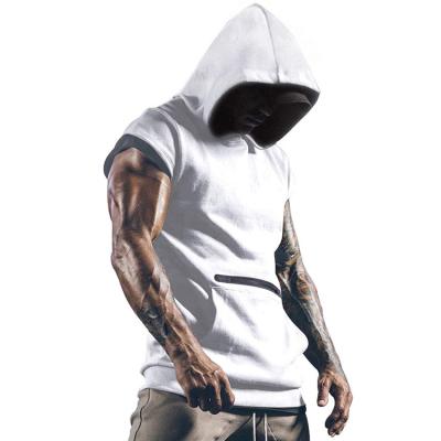 China Anti-Wrinkle Sleeveless Gym No Drawstring Front Pocket Pullover Hoodie Sublimated Sweatshirt for sale