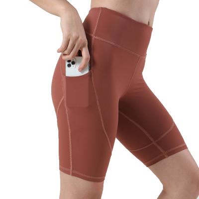 China Quick-Dry Breathable Sports Shorts High Waist Pocket Breathable Side Sports Shorts Hip Lift Cycling Shorts for sale