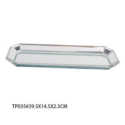 China Luxury And Fashion Jewelry Mirror Tray Light Rectangle With Pearl Edge for sale