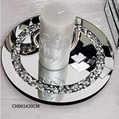 China Gorgeous 20cm diameter round glass canlde holder with diamond around for sale