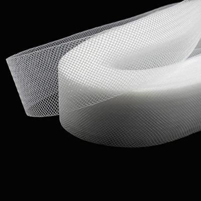 China Garment Gacent Garment Accessories 50 Yards Roll White Stiff Polyester Horsehair Trim Braided For Sewing Wedding Dress Gowns Hat for sale