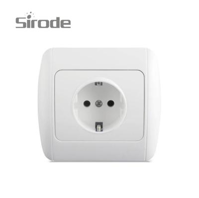 China Sirode Luxury Factory Flame Retardant PC With European Wall Socket Germany Security Wall Socket Schuko Copper Plug for sale