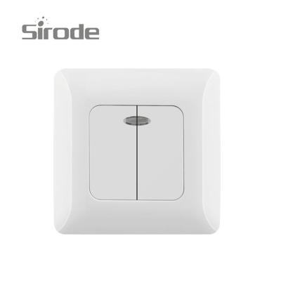 China Easy Installation Sirode Europe Standard 2 Band 1 Way Switch With Neon White Color 9218 Series for sale