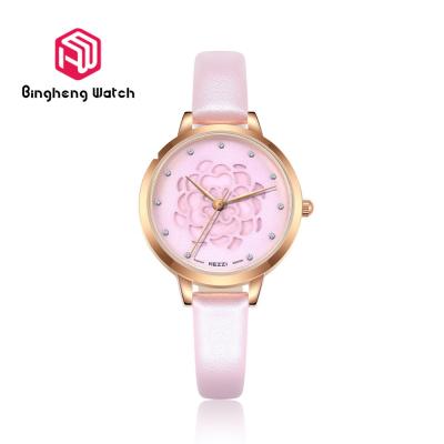 China Creative Hollow Flower Rose Gold Waterproof Watch , Gold Plated Womens Watches for sale