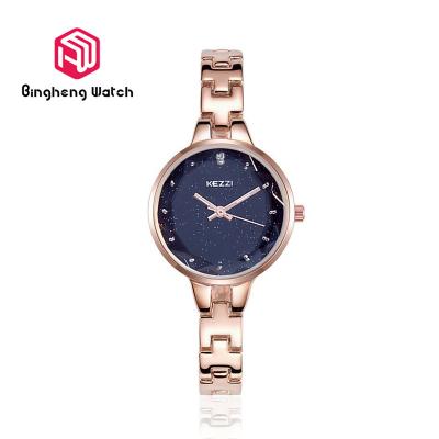 China Luxury Rose Gold Quartz Stainless Steel Ladies Watch Bright Starry Sky Pattern for sale