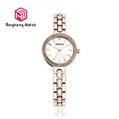 China Rose Gold Luxury Stainless Steel Ladies Watch Water Resistant With 27mm Dial Diameter for sale