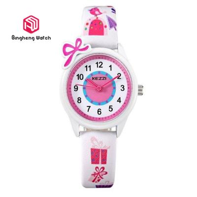 China Cute Unisex Kids Leather Childrens Waterproof Watches Pink / Blue Color for sale