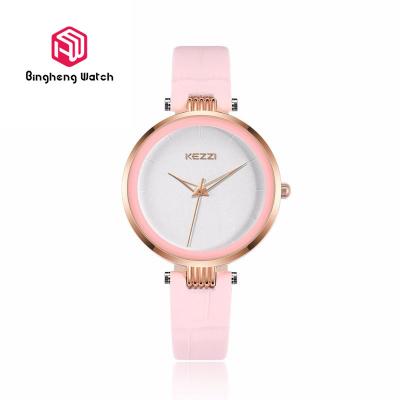 China Pink Fashion Leather Student Wrist Watch Leather Band Simple Design for sale