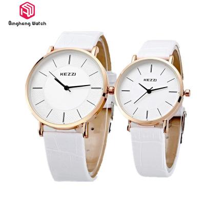 Chine Montre automatique de visage blanc élégant, montre hommes-femmes de bracelet de cuir d'amant à vendre