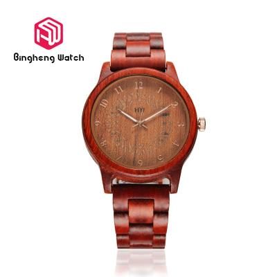 China Classic Ebony Raw Eco Friendly Wooden Watches Handmade Round Case Shape for sale