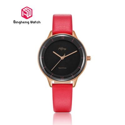 China Retro Red Waterproof Stainless Steel Ladies Watch Alloy Case 34.2mm Dial Diameter for sale