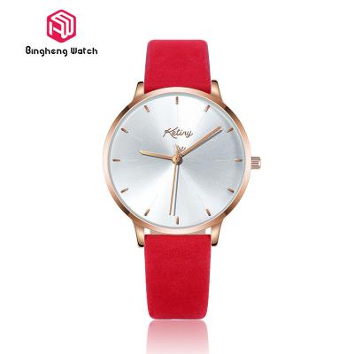 China Big Dial Waterproof Quartz Stainless Steel Ladies Watch With Elegant Leather Band Strap for sale