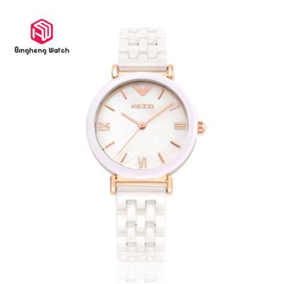 Cina orologio ceramico Rosa dell'oro impermeabile di 30M, l'orologio delle donne ceramiche della cinghia in vendita