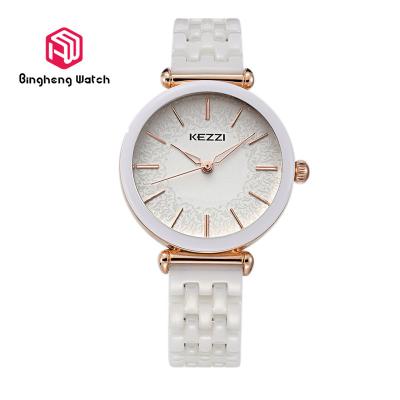 China Charming Rose Gold Ceramic Wrist Watch Lady Style Japanese Quartz Movement for sale