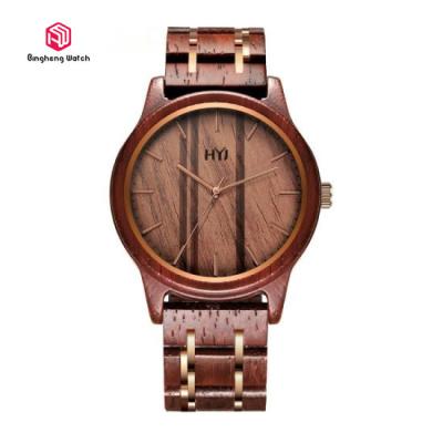 China Elegant Man Ebony Raw Eco Friendly Wooden Watches Handmade 45mm Diameter for sale