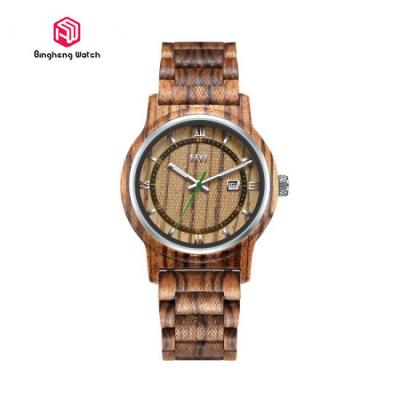 China Eco Friendly Wooden Quartz Watch Sandal Natural Wood Day Date For Christmas Gifts for sale