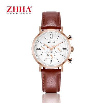 Chine Montre de galvanoplastie de main de quartz en métal d'or d'IP Rose avec la forme ronde de boucle à vendre