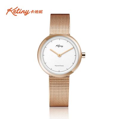 China Modern Ketiny ODM Rose Gold Lady Wrist Watch With Mesh Band Metal Case for sale