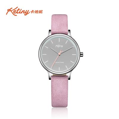 China Three - Hand Leather Strap Casual Wrist Watch For Girls Scratch Resistance Mineral Glass for sale