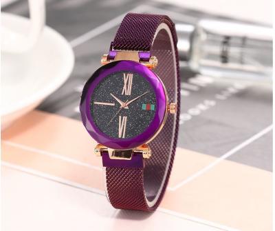 China Magnet Link Luxury Lady Quartz Wrist Watch Blue / Black / Purple Color for sale