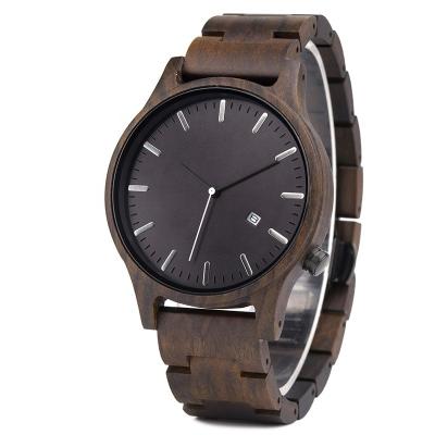 China Wooden Luxury Men 'S Quartz Date Watch Big Dial 12 Months Warranty for sale