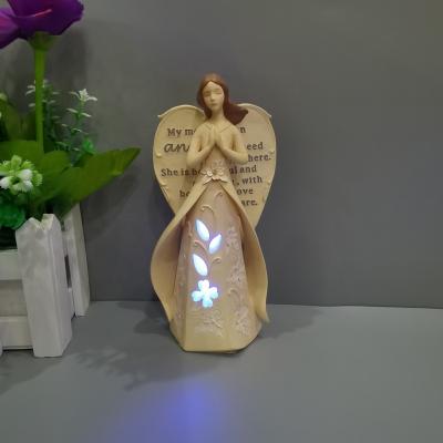 China Europe Home Decorations Polyresin Light Angel Season Scene Lit Resin Angel for sale