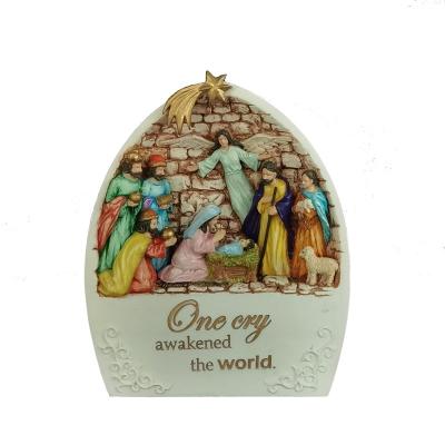 China Europe Home Decorations Religion Resin Crafts Religious Nativity Set Statue Light Up Nativity for sale