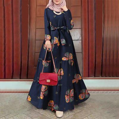 China Factory 2023 cotton muslim women's abaya dress high quality fashionable floral muslim islamic clothing robe for sale