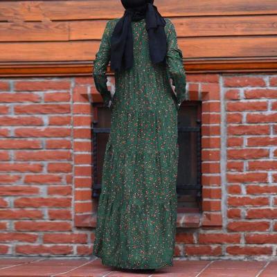 China Wholesale Cotton Islamic Dress Factory Wholesale Multi Layered Layered Sleeve Vintage Printed Back Dress Suitable For Abaya Muslim Girls for sale