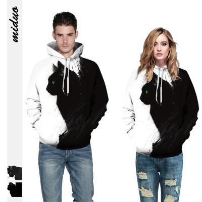 China Black 3D Cat Digital Print Couple Long Sleeve Hoodie QUICK DRY Sweatshirts Long Sleeve Sweatshirts S-4XL for sale