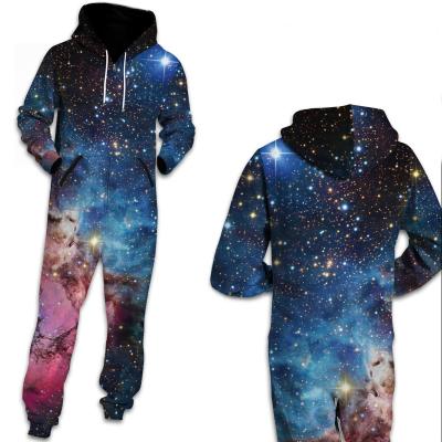 China Breathable 3d Starry Sky Cosmic Starry Painting Printed Hoodies Overalls Women/Men Long Sleeve Zipper Playsuits for sale